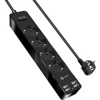 te-rich Steckdosenleiste USB, 4 Steckplätzen, 1,8 m Kabel, Schutzfunktionen. Einbau-Tischsteckdose 8-fach (4 Steckdosen (2400 W) und 4 USB-Anschlüsse (17 W)., 1,8 m Hochleistungskabel aus reinem Kupfer., Wandmontagemöglichkeit mit 4 Befestigungslöche