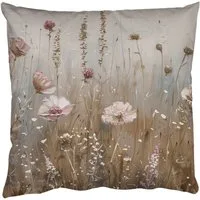 MuchoWow Dekokissen Blumen - Rosa - Modern - Beige, Zierkissen mit Füllung für Wohnzimmer, Sofakissen, 40x40 cm