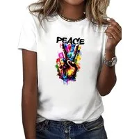 RMK T-Shirt Damen Shirt Top Sommer Basic Freiheit Frieden Peace aus 100% Baumwolle