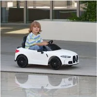 AIYAPLAY Elektro-Kinderauto BMW M4 lizenziertes Elektroauto für Kinder mit einfachem Transport, Belastbarkeit 30 kg, (1-tlg), für Kinder 3-5 Jahre, Weiß