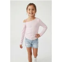 Abercrombie Kids Langarmshirt Feinripp, asymmetrischer Ausschnitt