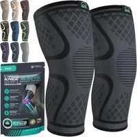 ibettertec Kniebandage Kniebandage Set für Damen und Herren – Stabiler Halt beim Sport (Training, Fitness, Wandern, Alltag – Bequeme, Hautfreundliche, Atmungsaktive Bandage aus Weichem Nylon-Latex-Gewebe)