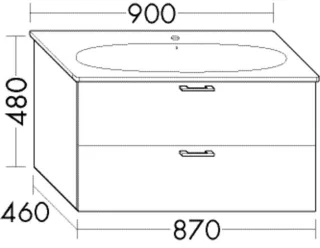 Burgbad Waschtischunterschrank Sys30 PG4 Sana 480x870x460 Anthrazit Hochglanz, WVVJ087F3366 WVVJ087F3366