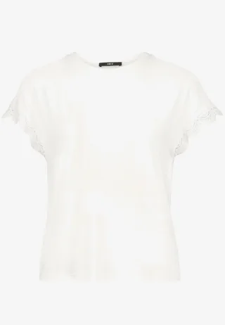 zero - Kurzarmshirt mit femininen Spitzendetails gelb - Gr. - 36