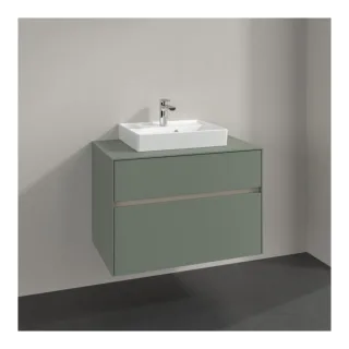 Villeroy und Boch Collaro Waschtischunterschrank C069B0AF 80x54,8x50cm, Waschtisch mittig, LED-Beleuchtung 5,7 W, soft green