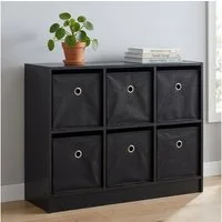 etc-shop Regal, Schrankregal aus Holz Standregal mit 6x Faltboxen BxHxT 80x60x30 cm