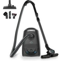 hoogo Bodenstaubsauger B3+ anthrazit flipflop mit High-End Leichtlaufdüse und flipflop-Düse, 850,00 W, mit Beutel, HEPA-14-Filter, ideal für Allergiker, saugt Milben und Pollen