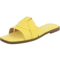Ital-Design Moderne Damen Sandalen mit geflochtenem Design für Freizeit Pantolette (91117155) Blockabsatz Pantoletten in Gelb