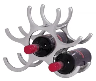 Weinregal Design 24 cm für 6 Flaschen Aluminium Silber