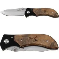 FoxOutdoor Taschenmesser Klappmesser, Einhand, mit Edelholzeinlage, (Packung), ergonomisch geformter Metallgriff