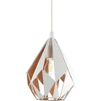 EGLO Hängeleuchte CARLTON 1 Hängelampe, E27, Vintage, Stahl, Wohnzimmerlampe, Lampe, ohne Leuchtmittel, Hängeleuchte, Esstischlampe, H110 x Ø20,50 cm, weiß, gold, 1X60W exkl.