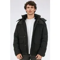 BLACKROCK Steppjacke Herren, Winterjacke mit Kapuze, Wintermantel Warmes Innenfutter, abnehmbare Kapuze, viele funktionale Taschen