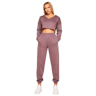 Missy Empire - Kurz-Hoodie für Damen, Naht Detail (Mokka)