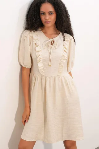 Damen A-Linien Mini Smock Kleid