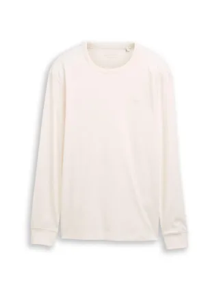 Tom Tailor - Basic Langarmshirt aus Baumwolle Gardenia White - Gr. - XXL