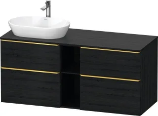 Duravit D-Neo Konsolenwaschtischunterbau wandhängend Eiche Schwarz Matt 1400x550x664 mm - DE4970L341 DE4970L34160000