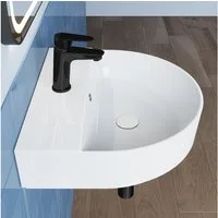 HOROW Waschbecken Aufsatzwaschbecken Waschtisch Handwaschbecken Klein Keramik (Halbkreis 50cm Wandhängend, für Gäste WC)