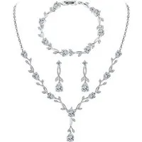 LuxusKollektion Schmuckset Hochzeit Schmuckset Damen Sterling Silber 925 Zirkonia Brautschmuck