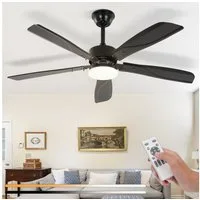 Nettlife Deckenventilator Licht leise 125cm dimmbar 23 W Schwarz Deckenlampe Fernbedienung, 6-Stufen-Timer, für Schlafzimmer, Küche, Wohnzimmer