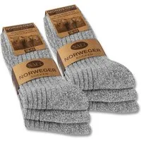 sockenkauf24 Norwegersocken 6 Paar Wollsocken warme Wintersocken mit weicher Frotteesohle (Grau, 47-50) für Damen & Herren in Schwarz, Grau & Anthrazit - 70301T