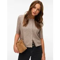 Vero Moda Strickjacke VMDOFFY 2/4 O-NECK BUTTON CARDIGAN NOOS Materialmix, regular fit