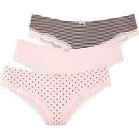 LASCANA Slip (3er-Pack) aus elastischer Baumwolle mit zarter Spitze