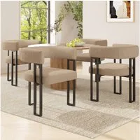 MODFU Esszimmerstuhl Make-up-Stuhl,Schminkstuhl,Luxusstuhl (2-6er Set Luxus Esszimmerstühle aus Lammwollstoff – Ergonomische Rückenlehne, Verstellbare Füße & Robuste Metallbeine., 4 St)