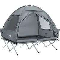 SoBuy Feldbett OGS32-II, Vorzelt Wasserdichtes Campingbett Campingliege Familienzelt Feldbett mit Zelt für 1-2 Personen, Campingmatratze für 1-2 Personen
