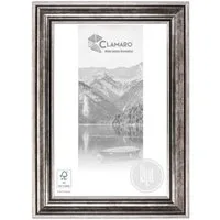 Clamaro Bilderrahmen, Antik Massivholz 'RIGA' Shabby Chic Vintage Barock SILBER ANTIK