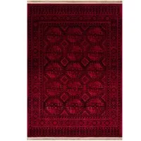 Vimoda Orientteppich ROYAL, in modern Rot mit eleganten Fransen luxuriös, ca. 2500 g/m², rechteckig, Höhe: 10 mm, weich, pflegeleicht, orientalisches Muster, für Wohnzimmer & Flur