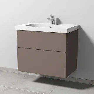 Sanipa 3way Waschtischunterbau zu Geberit Acanto Waschtisch mit 2 Auszügen, Taupe-Matt SP4171T