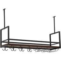 en.casa Weinregal, mit Glashalterung »Borejle« 100 x 30 x 65 cm Schwarz/Walnussoptik