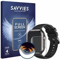 Savvies Displayschutzfolie Fullscreen Schutzfolie für Fosmet Smartwatch 1.83", 4 Stück, Displayschutz Folie Fullcover Klar Transparent