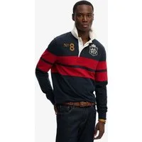 Superdry Langarmshirt DOUBLE EMBLEM STRIPE RUGBY aus Baumwolle und Single Jersey, Relaxed Fit, gestreifte Optik