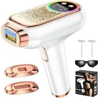Kityhome IPL-Haarentferner IPL Haarentferner 6,8 cm², 3 Funktionen, 9 Stufen, Rose Gold, 999,999 Lichtimpulse, austauschbare Magnetköpfe*2, Rasierer*2, Großflächige Haarentfernung,Eispunkt-schmerzfreie Haarentfernung