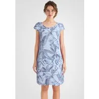PEKIVESSA Sommerkleid Leinenkleid knielang kurzarm mit floralem Muster