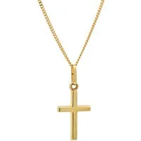 HOPLO Kreuzanhänger Anhänger Kreuz 585-14 Karat Gold mit vergoldeter Silberkette 36 cm, Made in Germany