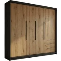 A&J MöbelLand GmbH Drehtürenschrank viertüriger Kleiderschrank mit Schubladen und Metallgriffen. (Geräumiger vier¬türiger Kleiderschrank mit Schubladen und Metallgriffen. Geräumiger Schrank mit einer Breite von 200 cm und Schubladen, ideal zur Aufbew