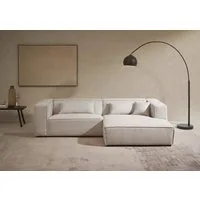 LeGer Home by Lena Gercke Ecksofa PIARA Struktur u. Leinenoptik mit Kedernaht L-Form, wahlweise Ottomane rechts/links, schwarze Füße, bequemer Sitzkomfort