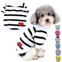 FELIXLEO Hundepullover Hundeshirt Kleine Hunde Streifen Baumwolle Herz XS Weiß