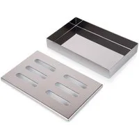 Blumtal Räucherbox Smokerbox aus rostfreiem Edelstahl für Gas- und Holzkohlegrill (1-tlg) 1 Räucherbox oder 1 Räucherbox inklusive Buchenholz-Chips (150g) mit edler Chromoptik