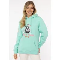 Zwillingsherz Hoodie "Moin Moin Möwe" mit nordischem Gruß, lustiger Möwe, Fronttasche