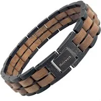 Holzwerk Edelstahlarmband Designer Holz Armband, Armkette Gliederarmband, Holz Unikate inkl. Armbandkürzer, ideal als Geschenk