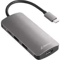 USB 3.0 Type C Multiport Adapter, Dockingstation dunkelgrau, USB-C, HDMI, MicroSD, SD