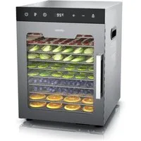 Arendo Dörrautomat Edelstahl, Temperaturregler von 30° bis 90°C, Dörrgerät, Dehydrator, 800 W, 10 Etagen, Obst, Fisch, Fleisch Dörrapparat, Obsttrockner, Timer 0,5-24 Stunden