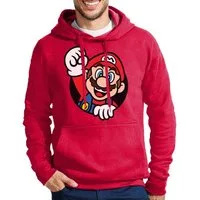Blondie & Brownie Hoodie Herren Super Mario Faust Nerd Konsole Gaming Spiel Retro Herren Super Mario Hoodie mit Faust Frontdruck Retro Gaming Nerd