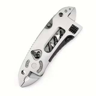 6-in-1 Stainless Steel Multitool Adjustable Wrench Screwdriver Bits Saw Blade Knife Compact Folding Design Ergonomic Han