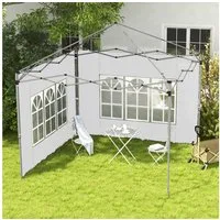 Outsunny Pavillonseitenteil mit Fenster, 295x195 cm, für Faltpavillon in 300x300 cm oder 300x400 cm) Seitenwand, [2-St. Seitenteile für Pavillon, für Partyzelt, Weiß