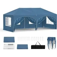 Woltu Pavillon, mit 2 Seitenteilen, 3x6 m, mit 6 Seitenwänden, höhenverstellbar,mit Tragetasche