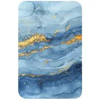 OnlyWow WC-Vorleger Aquarell - Blau - Kunst - Gold - Luxus - Modern, Höhe 10 mm, Polyester, Rechteckig, WC Teppich, Toilettenvorleger, Toilettenteppich, Badematte 40x60 cm